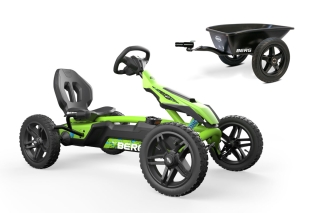 AKTION BERG Pedal-Gokart Rally DRT Green + Anhänger Trailer L -50%