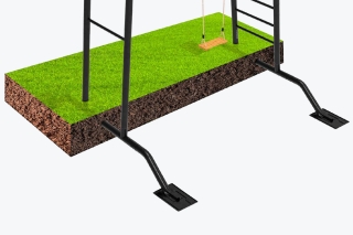 BERG PlayBase Medium TT (Holzschaukel + Holz-Trapez)