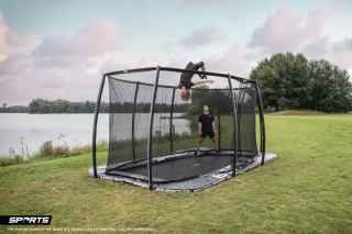 Trampolin BERG SPORTS Ultim Pro Bouncer FlatGround 500 + Sicherheitsnetz DLX XL