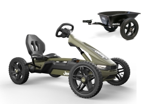 AKTION BERG Pedal-Gokart Jeep® Rally Cherokee + Anhänger Trailer L -50%