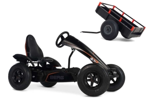 AKTION BERG Pedal-Gokart Black Edition + Anhänger Trailer XL