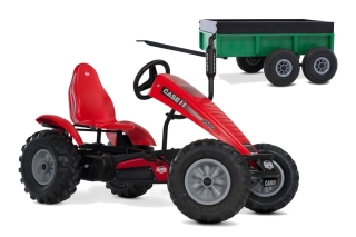 AKTION BERG Pedal-Gokart Case IH + Anhänger Tandem Trailer XL -50%