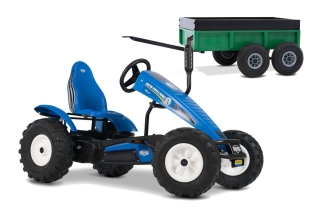 AKTION BERG Pedal-Gokart New Holland + Anhänger Tandem Trailer XL -50%