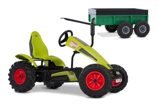 AKTION BERG Pedal-Gokart Claas Gokart + Anhänger Tandem Trailer XL -50%