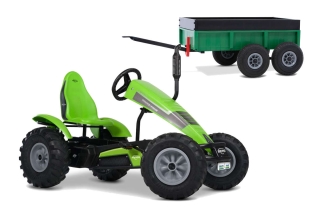 AKTION BERG Pedal-Gokart Deutz Fahr + Anhänger Tandem Trailer XL -50%