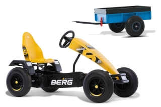 AKTION BERG Pedal-Gokart B.Super Yellow + Anhänger Steel Trailer -50%