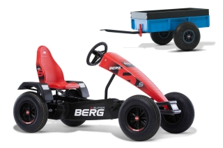 AKTION BERG Pedal-Gokart B.Super Red + Anhänger Steel Trailer -50%