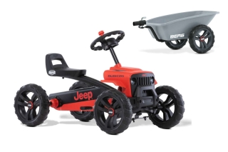 AKTION BERG Pedal-Gokart Jeep® Buzzy Rubicon + Anhänger Trailer S -50%