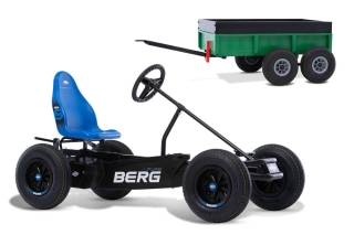 AKTION BERG Pedal-Gokart B.Pure Blue + Anhänger Tandem Trailer XL