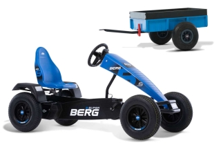 AKTION BERG Pedal-Gokart B.Super Blue + Anhänger Steel Trailer