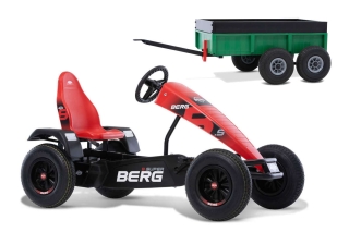 AKTION BERG Pedal-Gokart B.Super Red + Anhänger Tandem Trailer XL