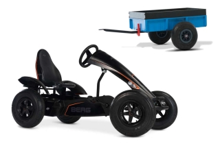 AKTION BERG Pedal-Gokart Black Edition + Anhänger Steel Trailer