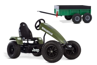AKTION BERG Pedal-Gokart Jeep® Revolution + Anhänger Tandem Trailer XL