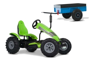 AKTION BERG Pedal-Gokart Deutz Fahr + Anhänger Steel Trailer