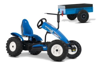 AKTION BERG Pedal-Gokart New Holland + Anhänger Steel Trailer