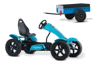 AKTION BERG Elektro Pedal-Gokart Hybrid E-BFR + Anhänger Steel Trailer