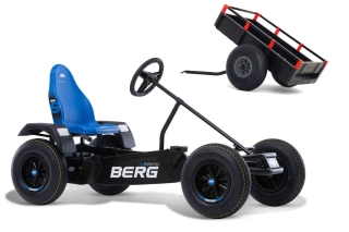 AKTION BERG Pedal-Gokart B.Rapid Blue + Anhänger Trailer XL