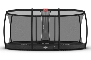 Trampolin BERG Grand Champion InGround 470 Grau + Sicherheitsnetz Deluxe