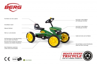 AKTION BERG Pedal-Gokart Buzzy John Deere + Anhänger Trailer S -50%