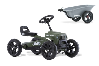 AKTION BERG Pedal-Gokart Jeep® Buzzy Sahara + Anhänger Trailer S -50%