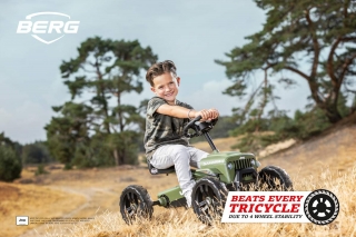 AKTION BERG Pedal-Gokart Jeep® Buzzy Sahara + Anhänger Trailer S -50%