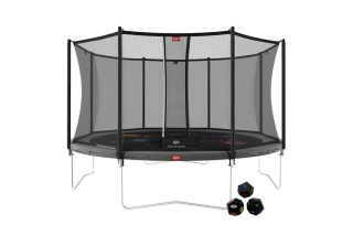 Trampolin BERG Favorit 430 Grau Levels + Sicherheitsnetz Comfort