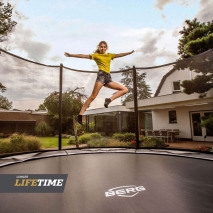Trampolin BERG Favorit 430 Grau Levels + Sicherheitsnetz Comfort