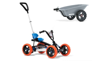 AKTION BERG Pedal-Gokart Buzzy Nitro 2-in-1 mit Schubstange + Anhänger Trailer S -50%