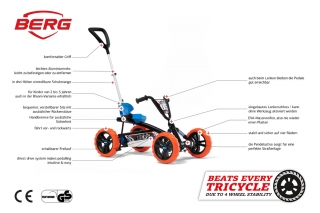 AKTION BERG Pedal-Gokart Buzzy Nitro 2-in-1 mit Schubstange + Anhänger Trailer S -50%