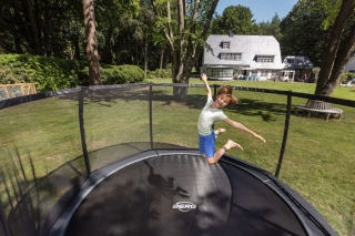 Trampolin BERG Elite InGround 430 Grau + Sicherheitsnetz Deluxe