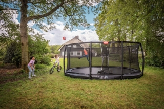 Trampolin BERG Grand Elite InGround 520 Grau + Sicherheitsnetz Deluxe