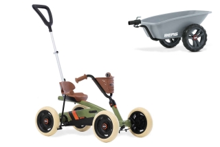 BERG Pedal-Gokart Buzzy Retro 2-in-1 Green mit Schubstange